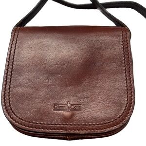 Gianni Conti Crossbody Bag Leather Flap Brown Small Long Strap Magnetic Snap